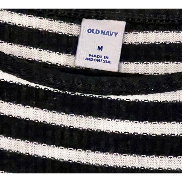 Old Navy Black & White Vertical Stripe Ribbed Dress - Picture 5 of 6